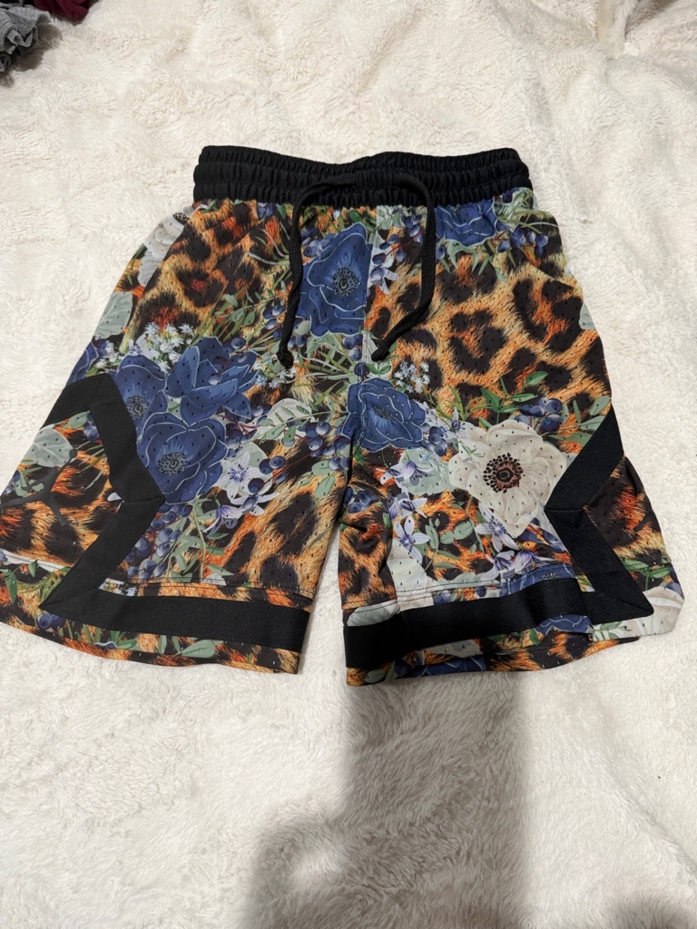 Nike Men's Black Floral & Leopard Print Athletic Shorts